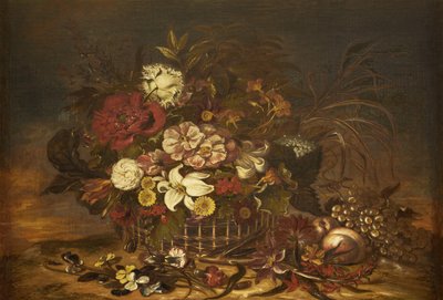 Blumen in einem Korb mit Früchten von Thomas Lister